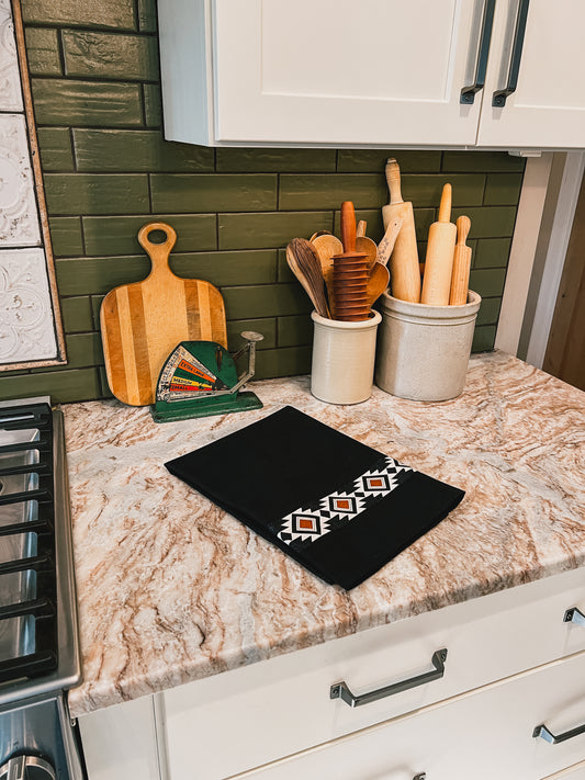 Black Aztec Tea Towel