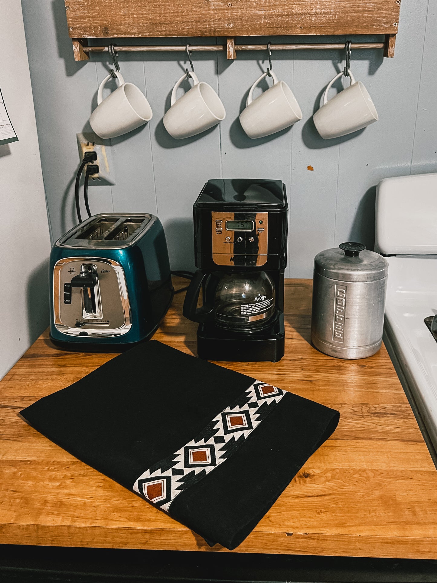 Black Aztec Tea Towel